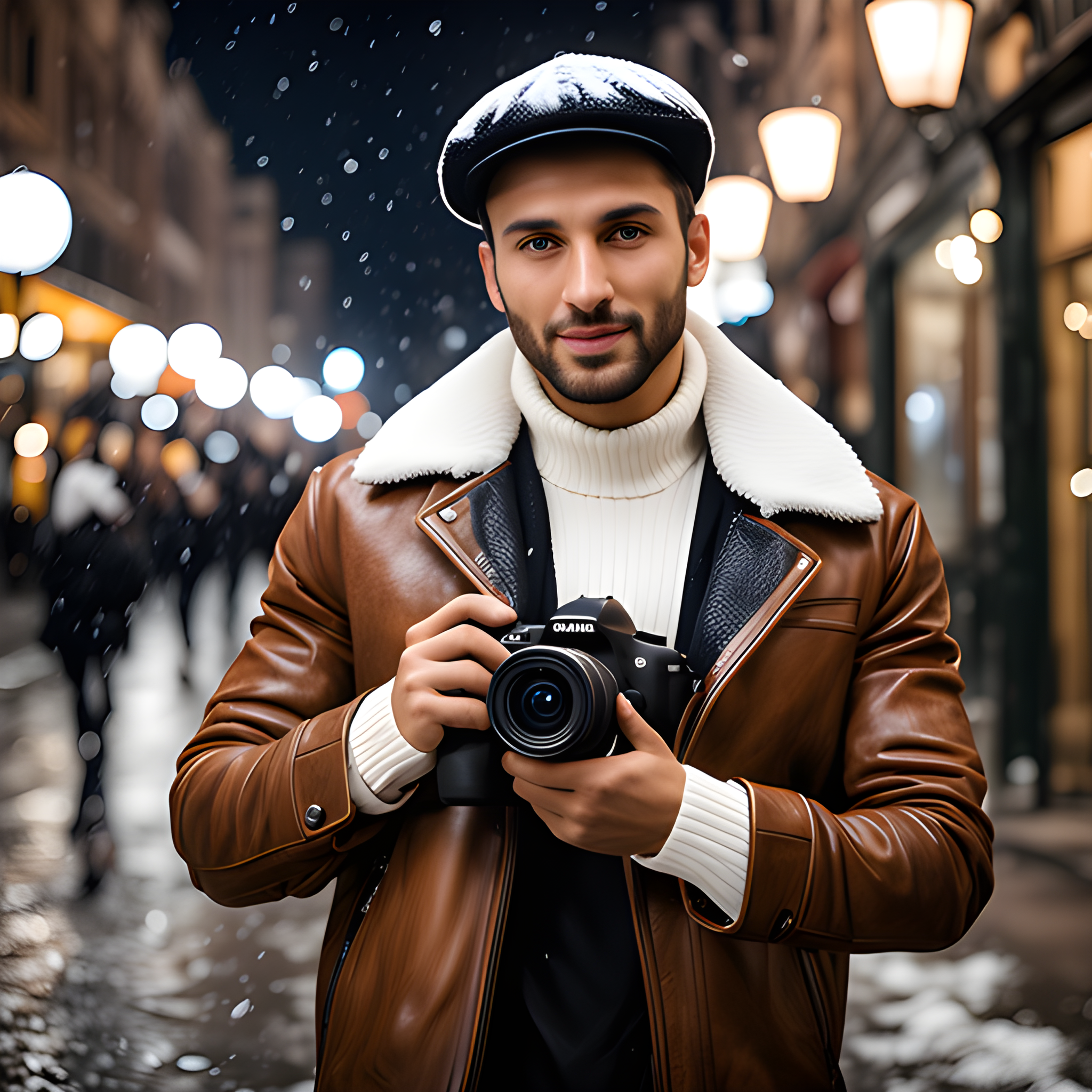 AI generated: Stable Diffusion prompt: holding a dslr camera, handsome Italian-Iranian yo... (Stable Diffusion - Fashion)
