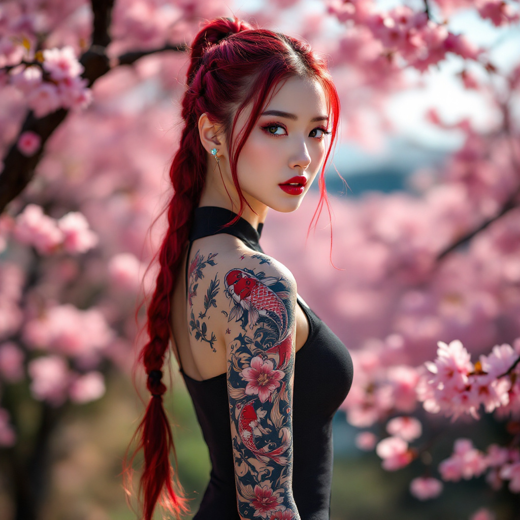صورة مولدة بالذكاء الاصطناعي: FLUX prompt: Hyperrealistic full body view of stunning Korean k... (نموذج FLUX - مناظر طبيعية)