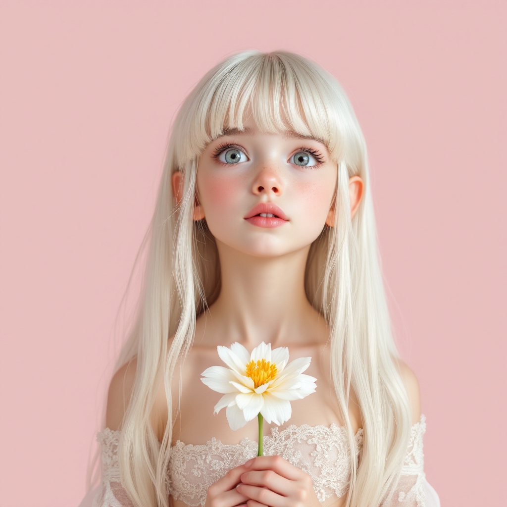 FLUX prompt: digital art portraits, boy aged 8, long and platin... - FLUX