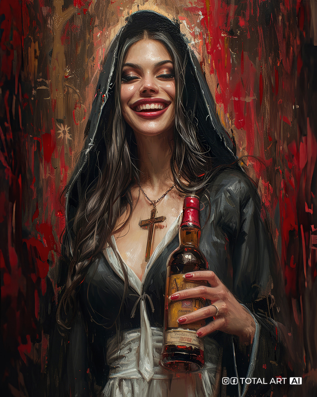 AI generated: «Cheerful nun» (Midjourney - Character Design)