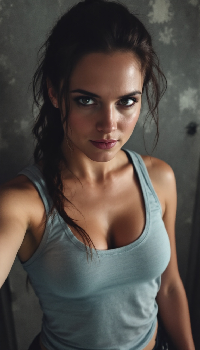 FLUX prompt: Hayley Atwell, Tomb Raider 2013,shot on a iPhone s... - FLUX