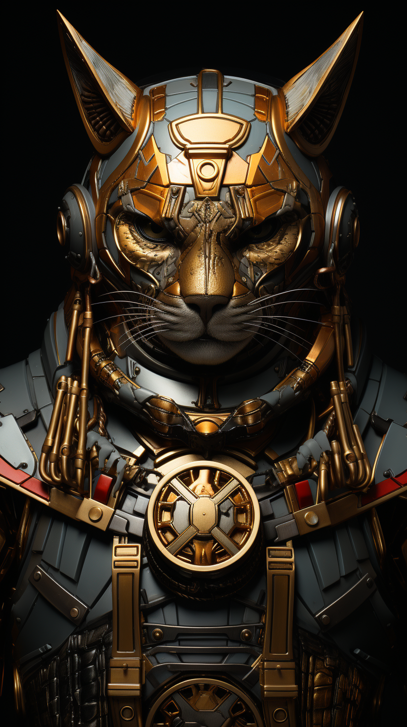 AI generated: King Tut Iron Man armor Cat (Midjourney - Concept Art)