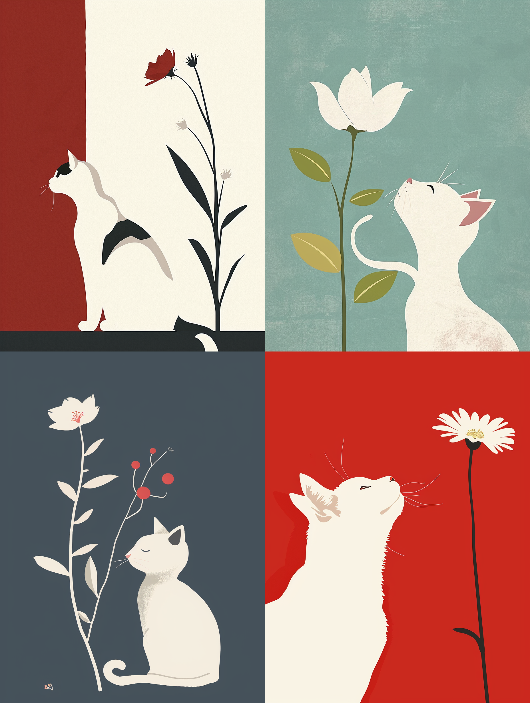 AI generated: Midjourney prompt: white Cat and flower in a Takeshi Kitano style, in... (Midjourney - Logo Icon Design)