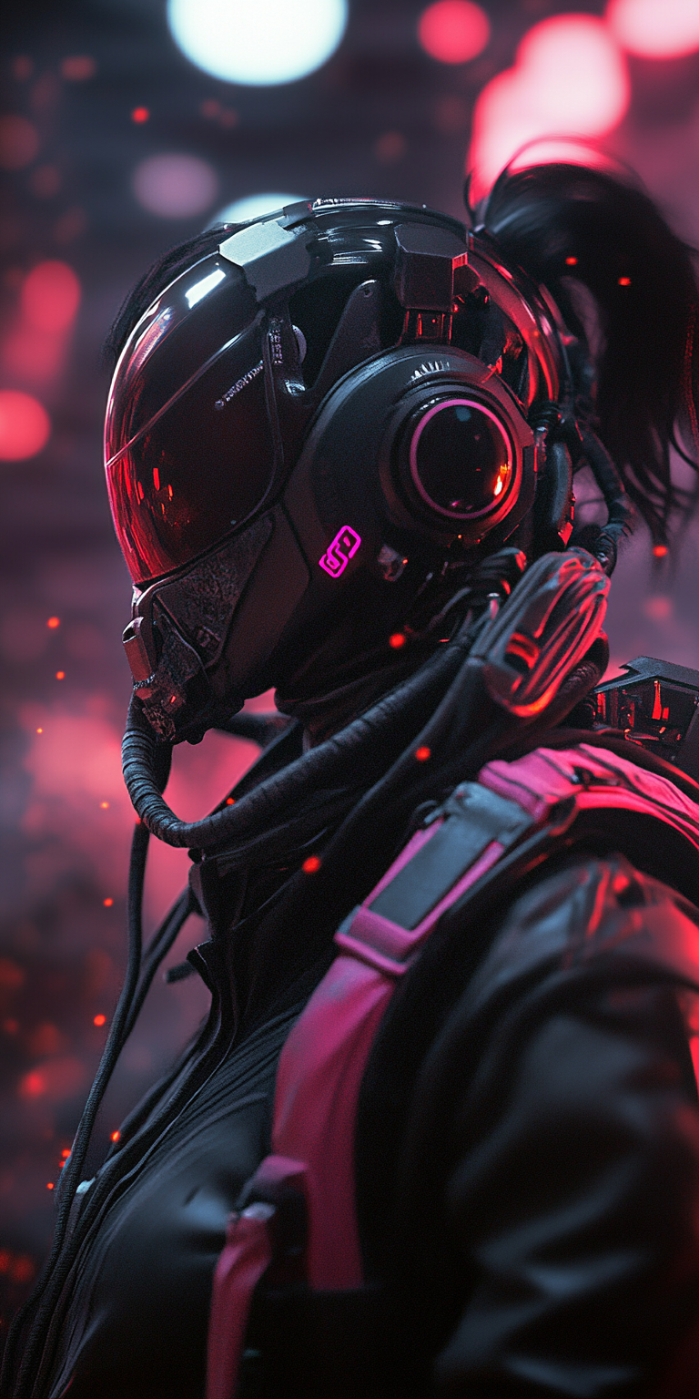 AI generated: Midjourney prompt: Close-up of a futuristic female figure. The ... (Midjourney - Portraits)