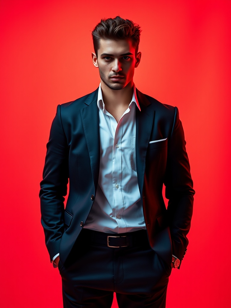 AI generated: FLUX prompt: fashion cover, front view, upper-body, stud, male ... (FLUX - Fashion)