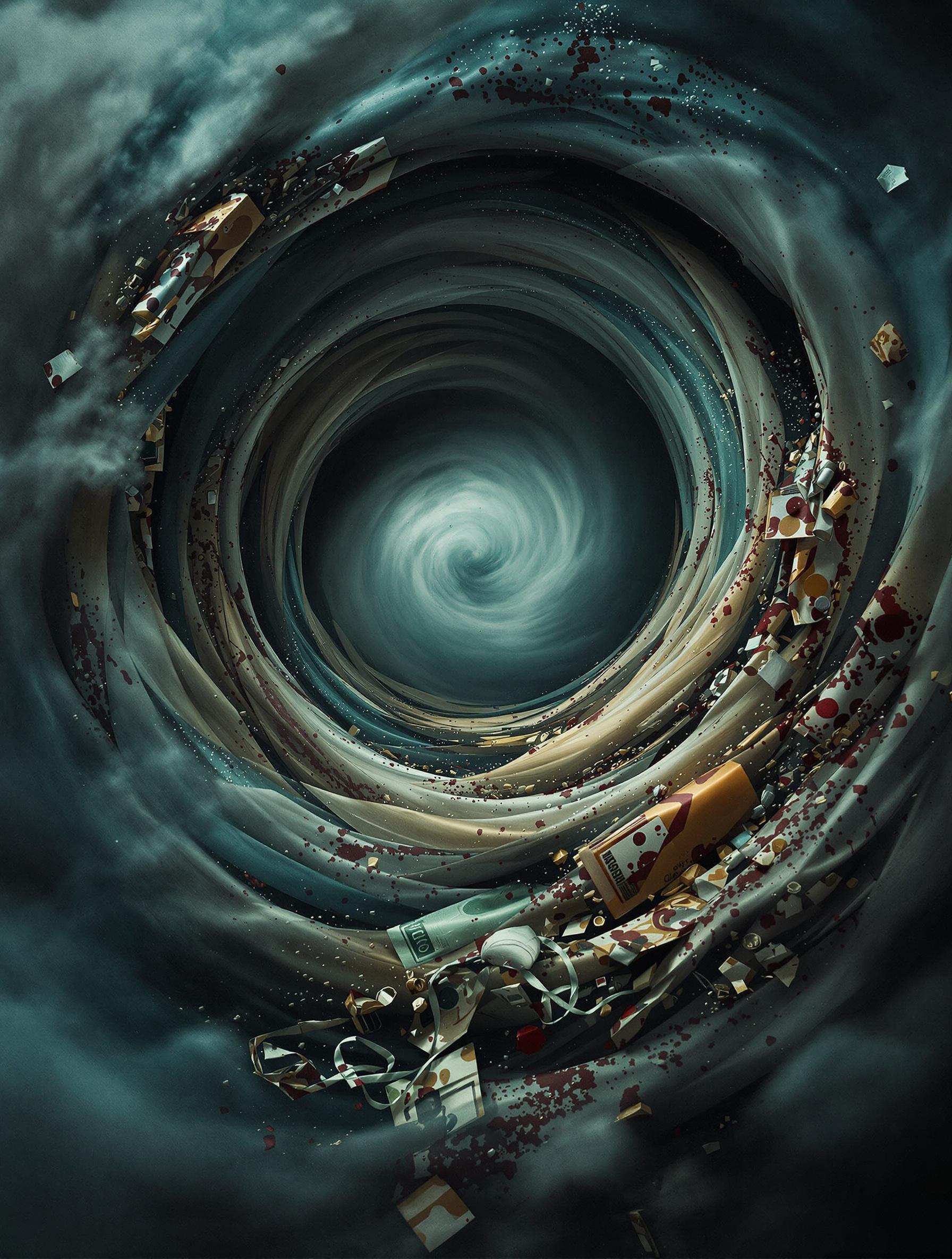 Storm Vortex FLUX prompt: Air vortex made of dark storm clouds, such a...