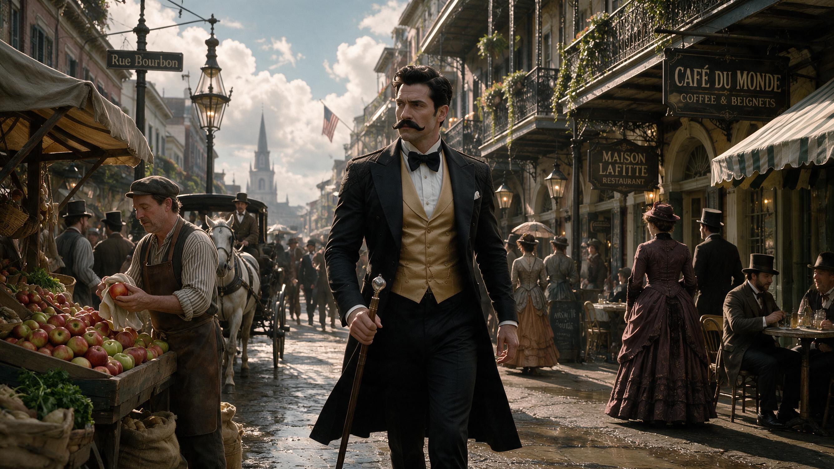 Seedream 5 prompt: Create a cinematic scene 1875, New Orleans An o... - Seedream 5