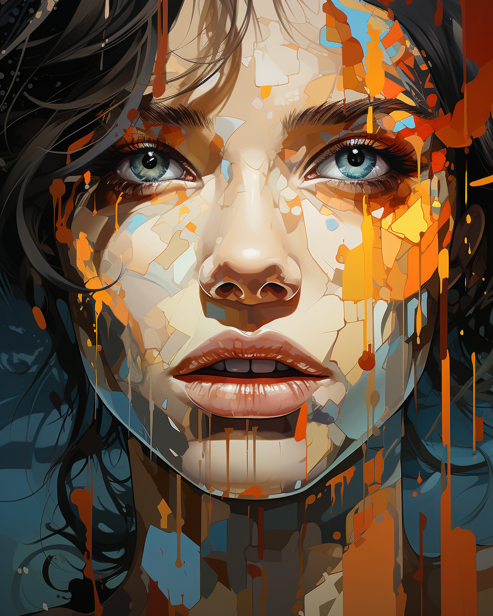 Midjourney prompt: an painting on the canvas of a woman in colorful t... - Midjourney