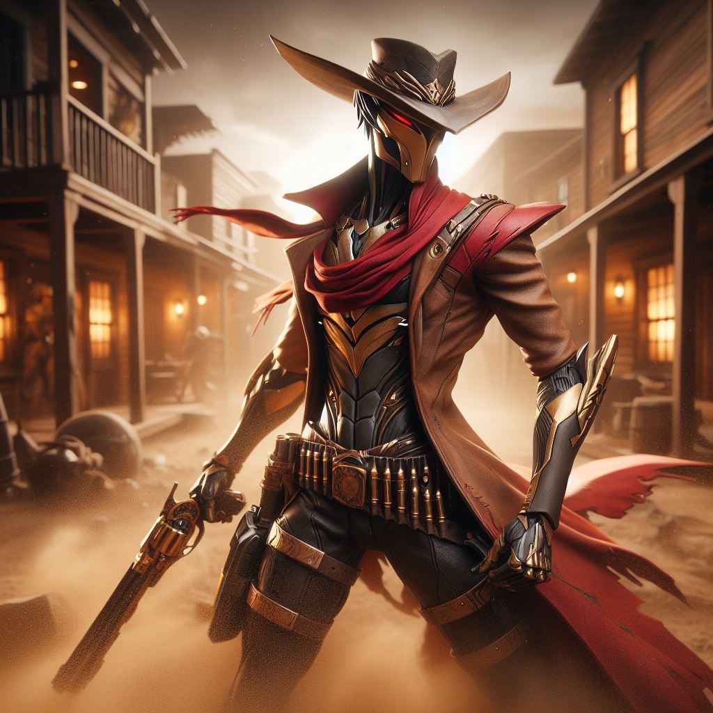 AI generated: DALL·E prompt: Capture High Noon Jhin in a hyper-realistic photog... (DALL·E - Character Design)