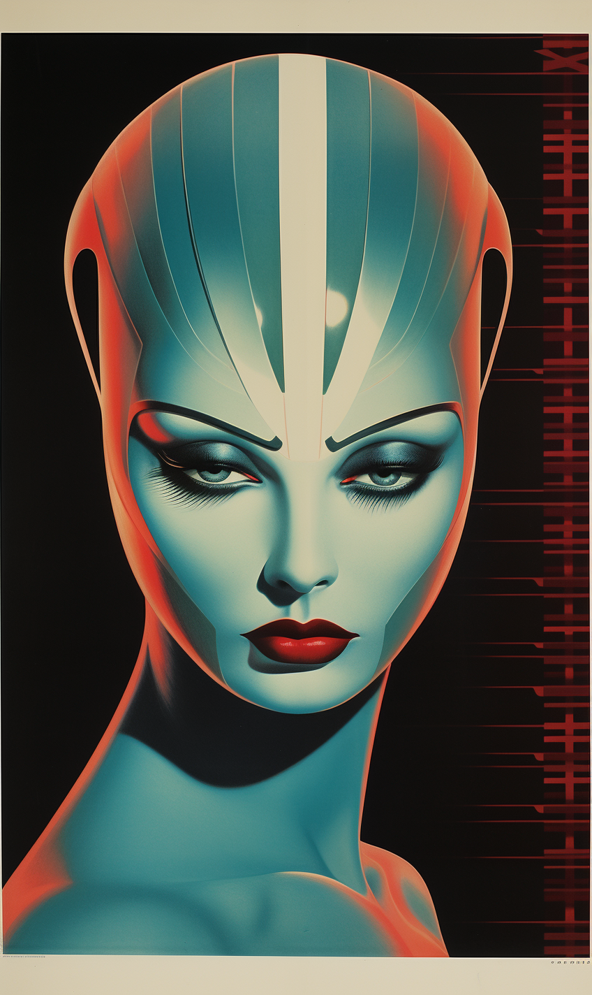 AI generated: Midjourney prompt: A vintage poster depicting an art deco style alien... (Midjourney - Concept Art)