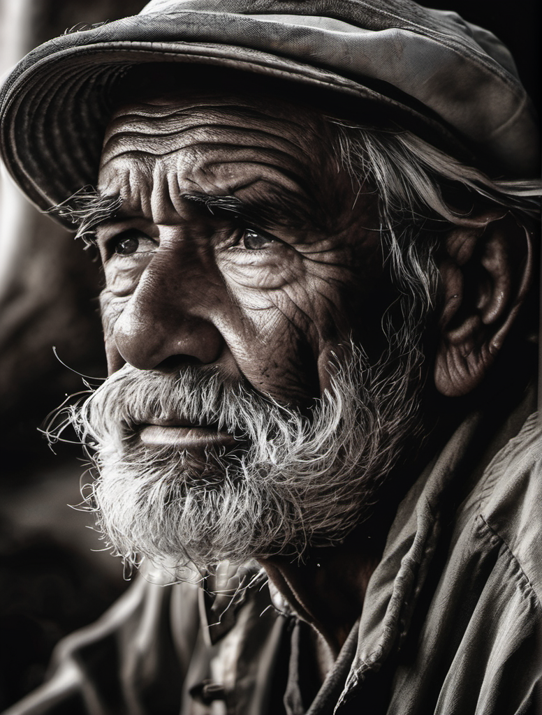 AI generated: Stable Diffusion prompt: An old fisherman, weathered by time, gazes into th... (Stable Diffusion - Portraits)