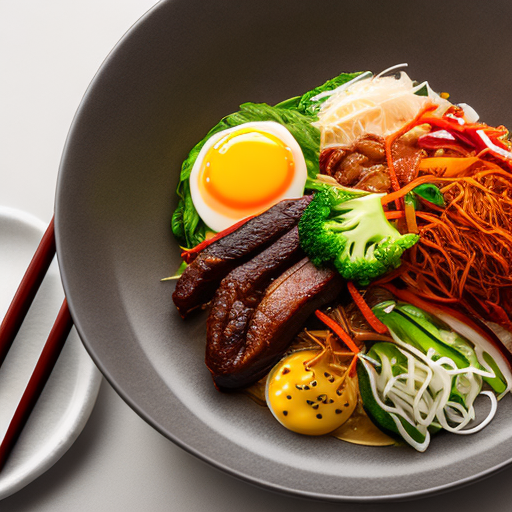 AI generated: Openjourney prompt: Food photography, bibimbap, top view,in a luxuriou... (Openjourney - Interior Design)