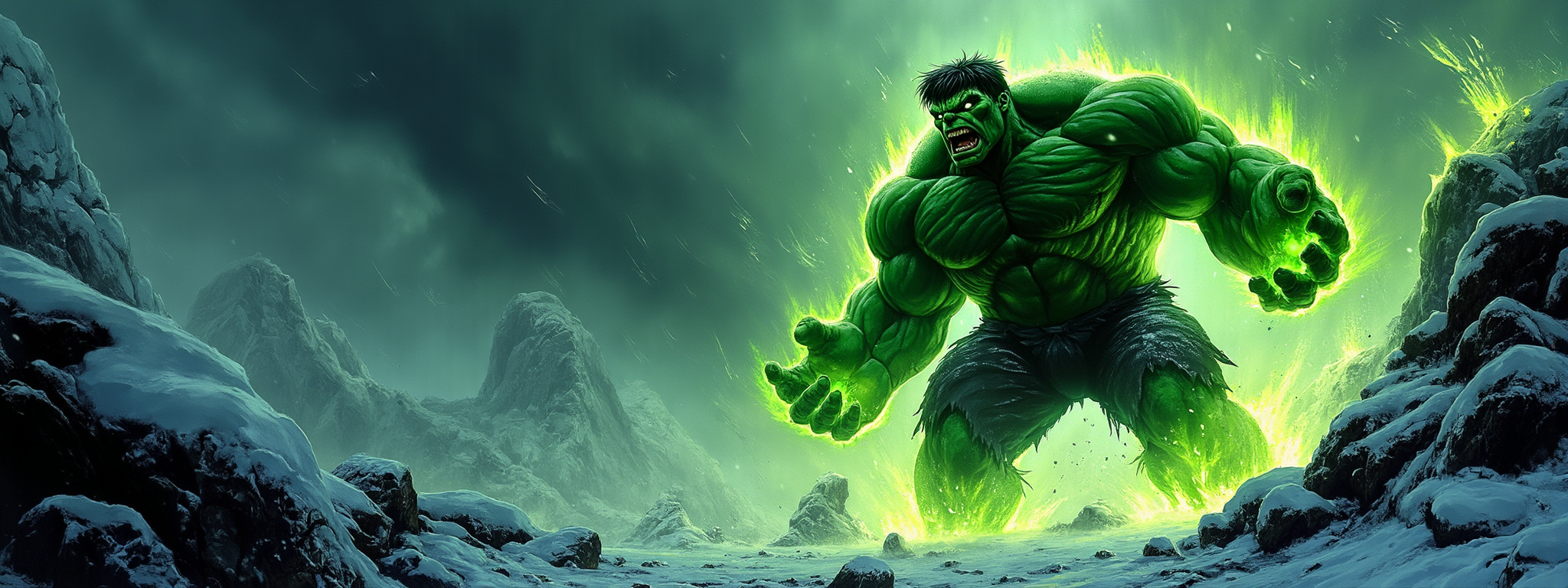 AI generated: FLUX prompt: Epic dark fantasy oil painting of the Hulk in his ... (FLUX - Character Design)