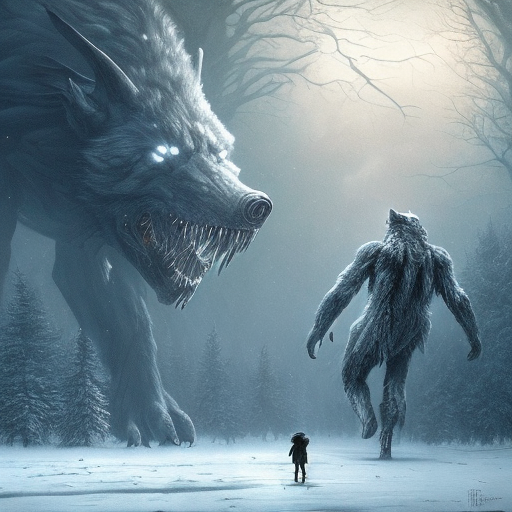 AI generated: Openjourney prompt: Starvation black monster 10 wolves with red eyes, ... (Openjourney - Concept Art)