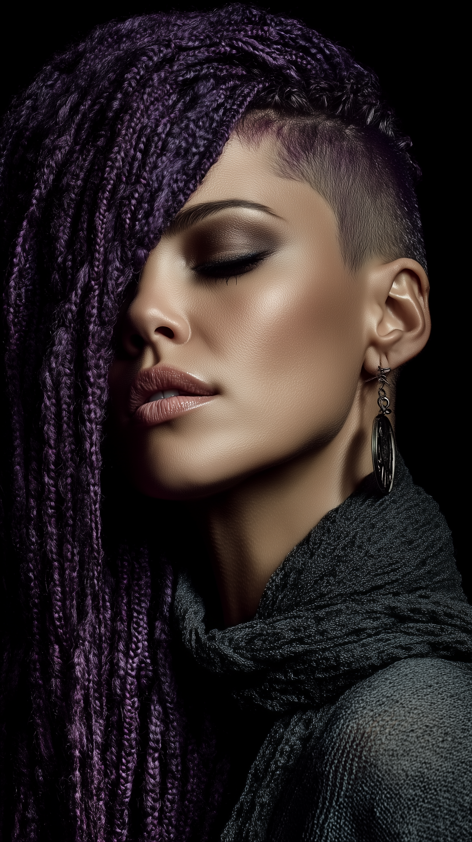 صورة مولدة بالذكاء الاصطناعي: Midjourney prompt: studio photography, 45-degree side portrait, woman... (نموذج Midjourney - صور شخصية)