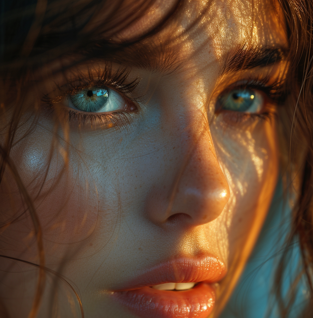 AI generated: Midjourney prompt: a photo of a woman with blue eyes, in the style of... (Midjourney - Photography)