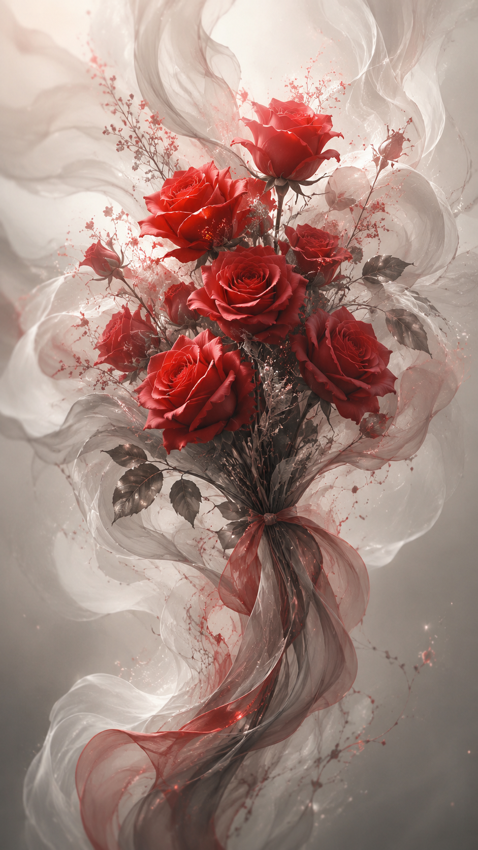 AI generated: ChatGPT. Un bouquet de roses rouges dans un style... (PromptHero - Fashion)