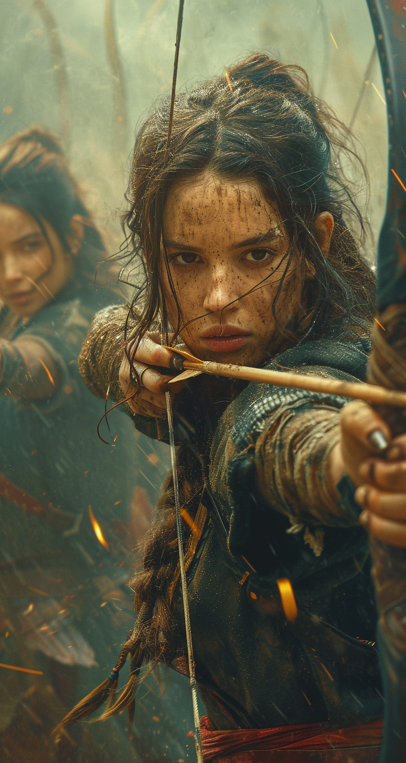 AI generated: Midjourney prompt: women archers with bows, in the style of historica... (Midjourney - Character Design)