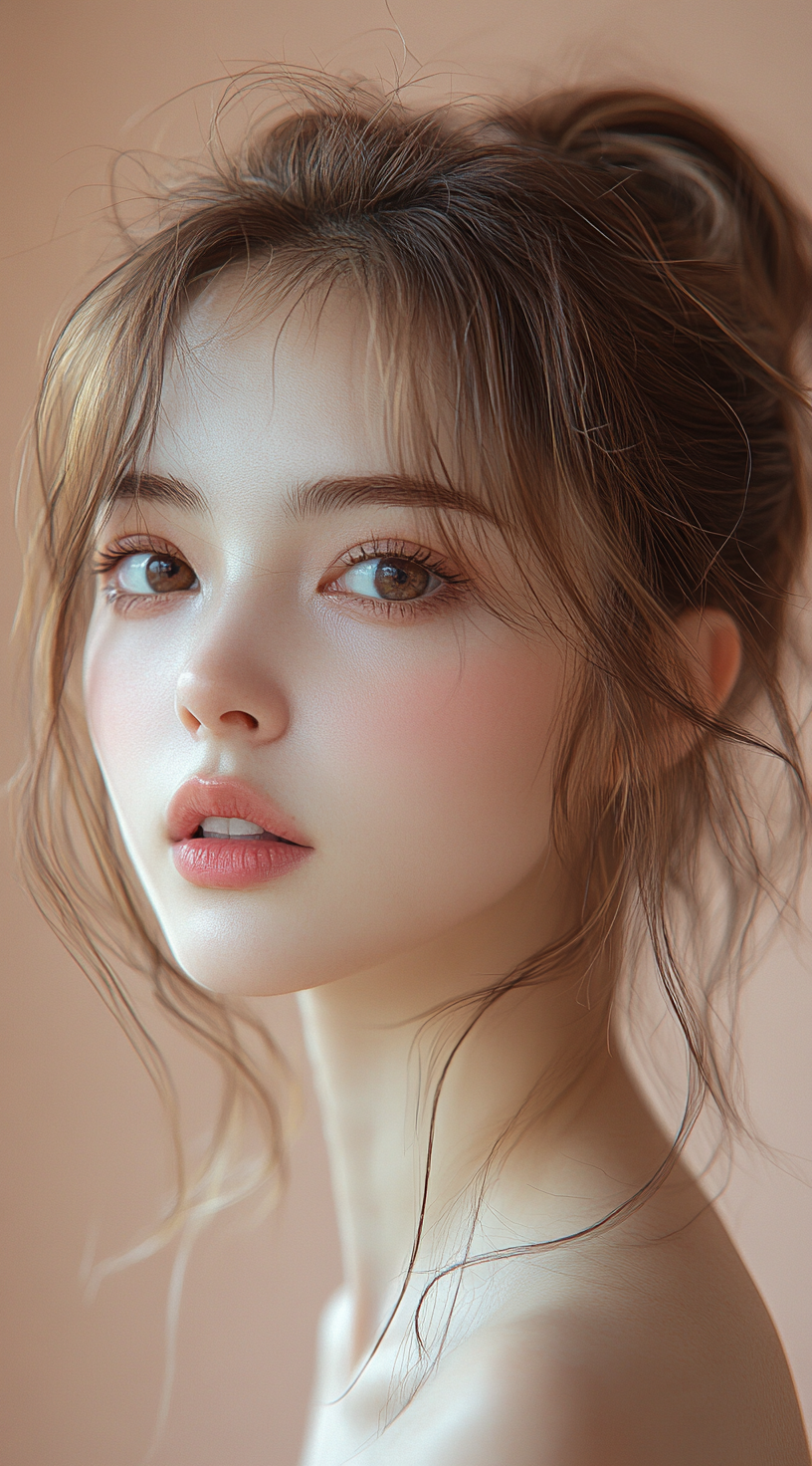 AI generated: Midjourney prompt: A beautiful Chinese girl with brown hair in a low ... (Midjourney - Photography)