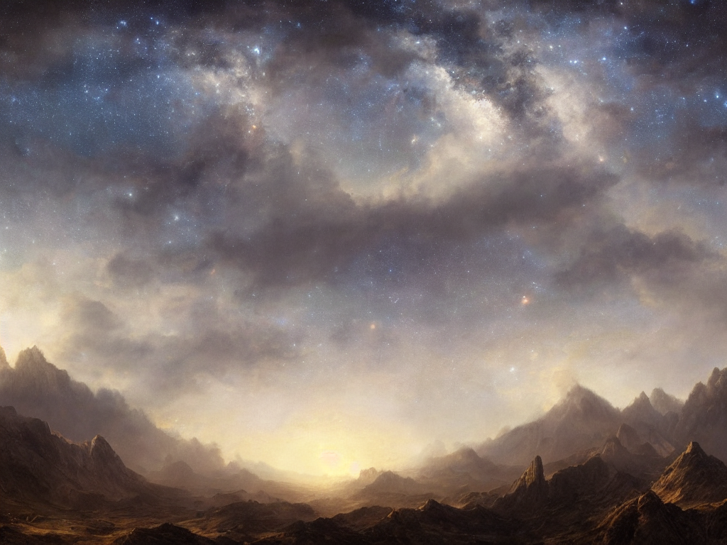 Stable Diffusion prompt: photo of galaxies in the sky, dr...
