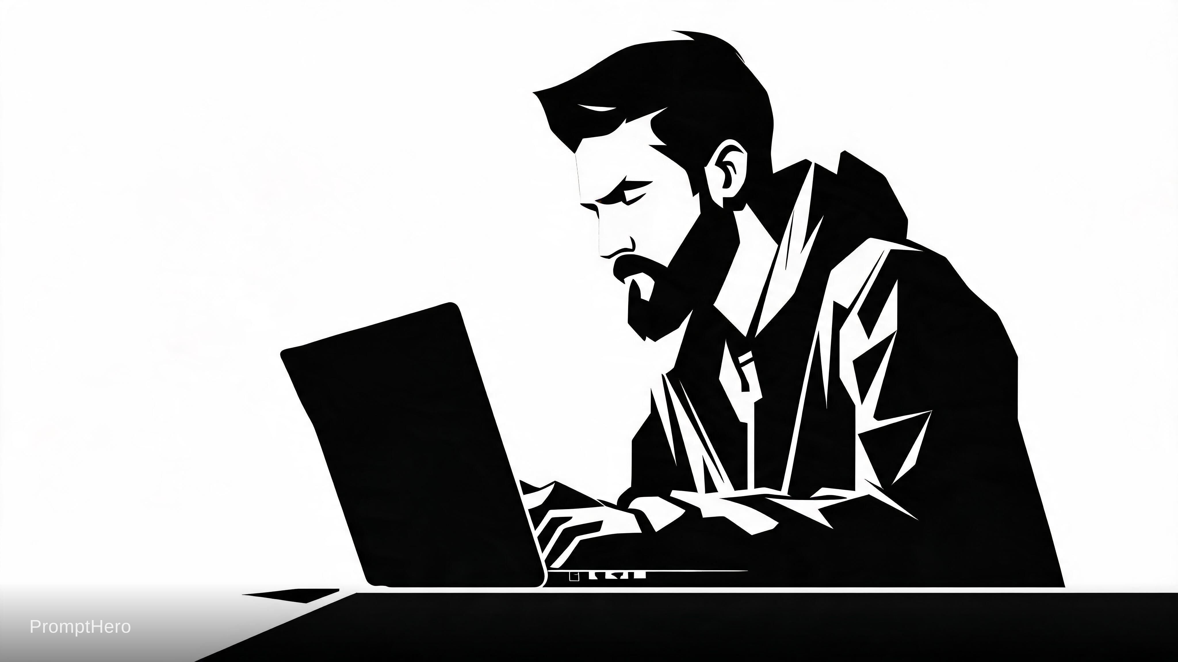 صورة مولدة بالذكاء الاصطناعي: Seedream 5 prompt: Make a guy typing on keyboard in Malika Favre art (نموذج Seedream 5 - فن مفاهيمي)