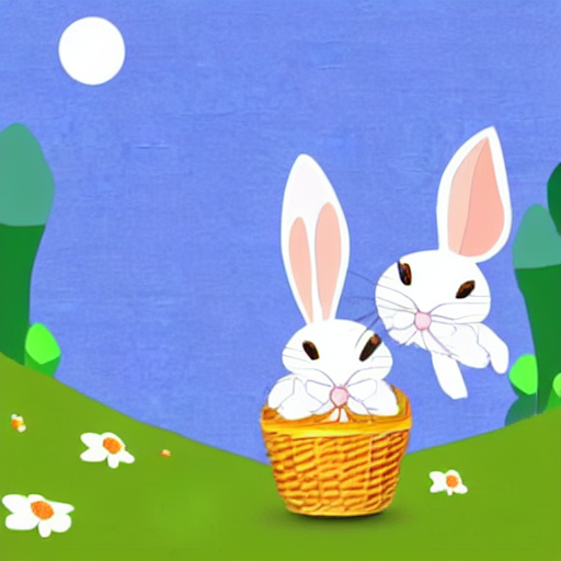 Stable Diffusion prompt: Design a dreamy white rabbit ill...