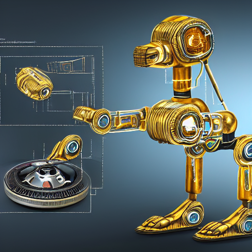 Stable Diffusion prompt: a photo of a realistic robot dog...