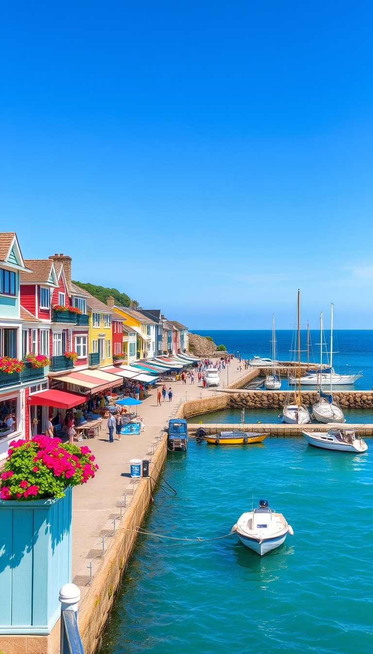 AI generated: FLUX prompt: A charming coastal town on a bright, sunny day wit... (FLUX - Photography)