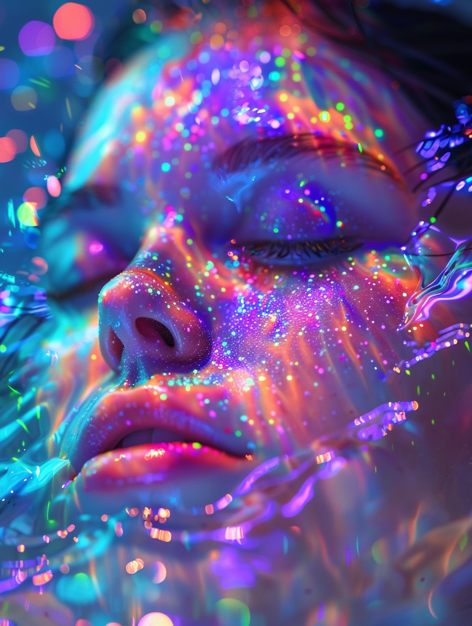 AI generated: Midjourney prompt: A woman's face with her eyes closed, submerged in ... (Midjourney - Photography)