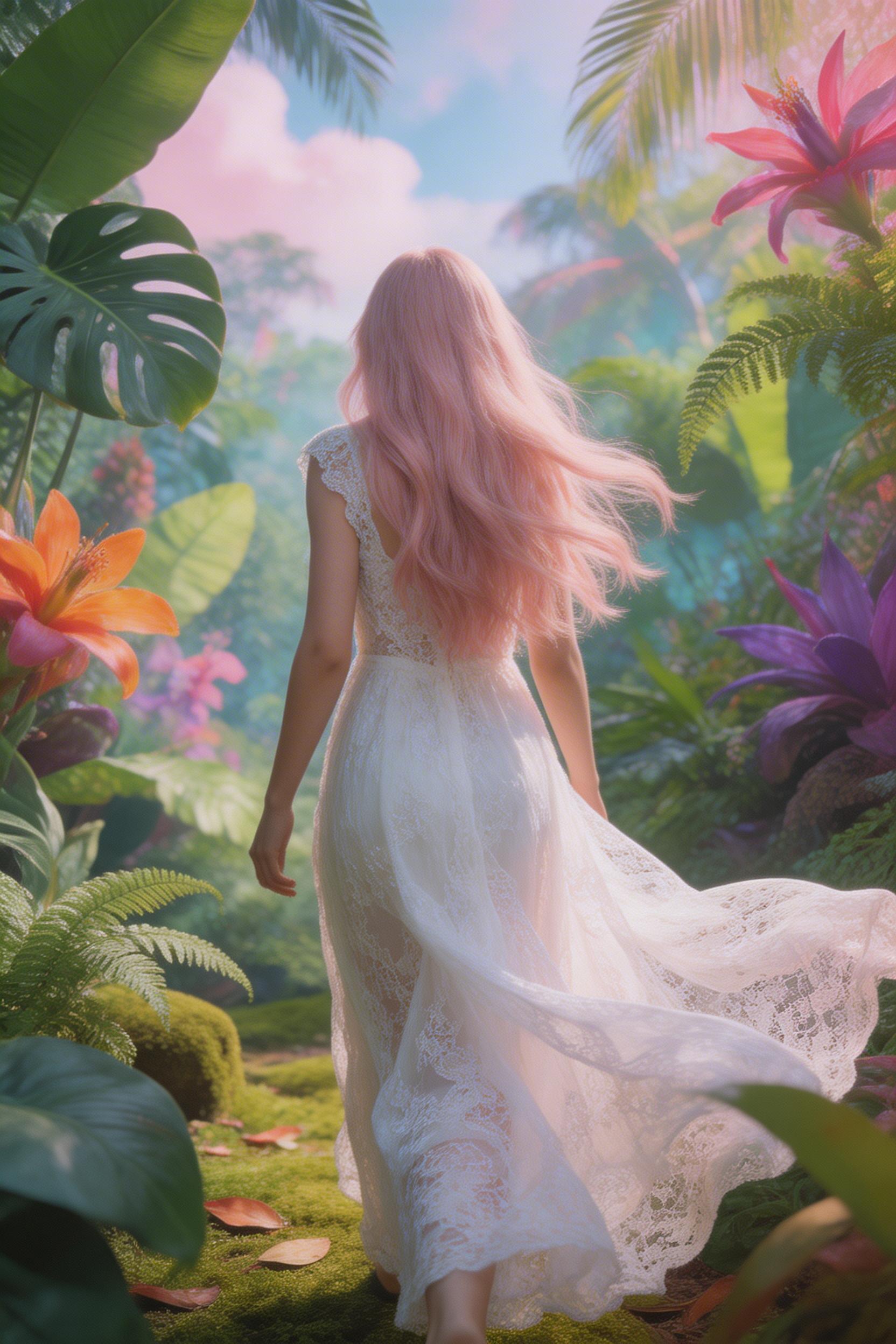 AI generated: Seedream 5 prompt: a girl with long thick pink light pink hair with s... (Seedream 5 - Portraits)