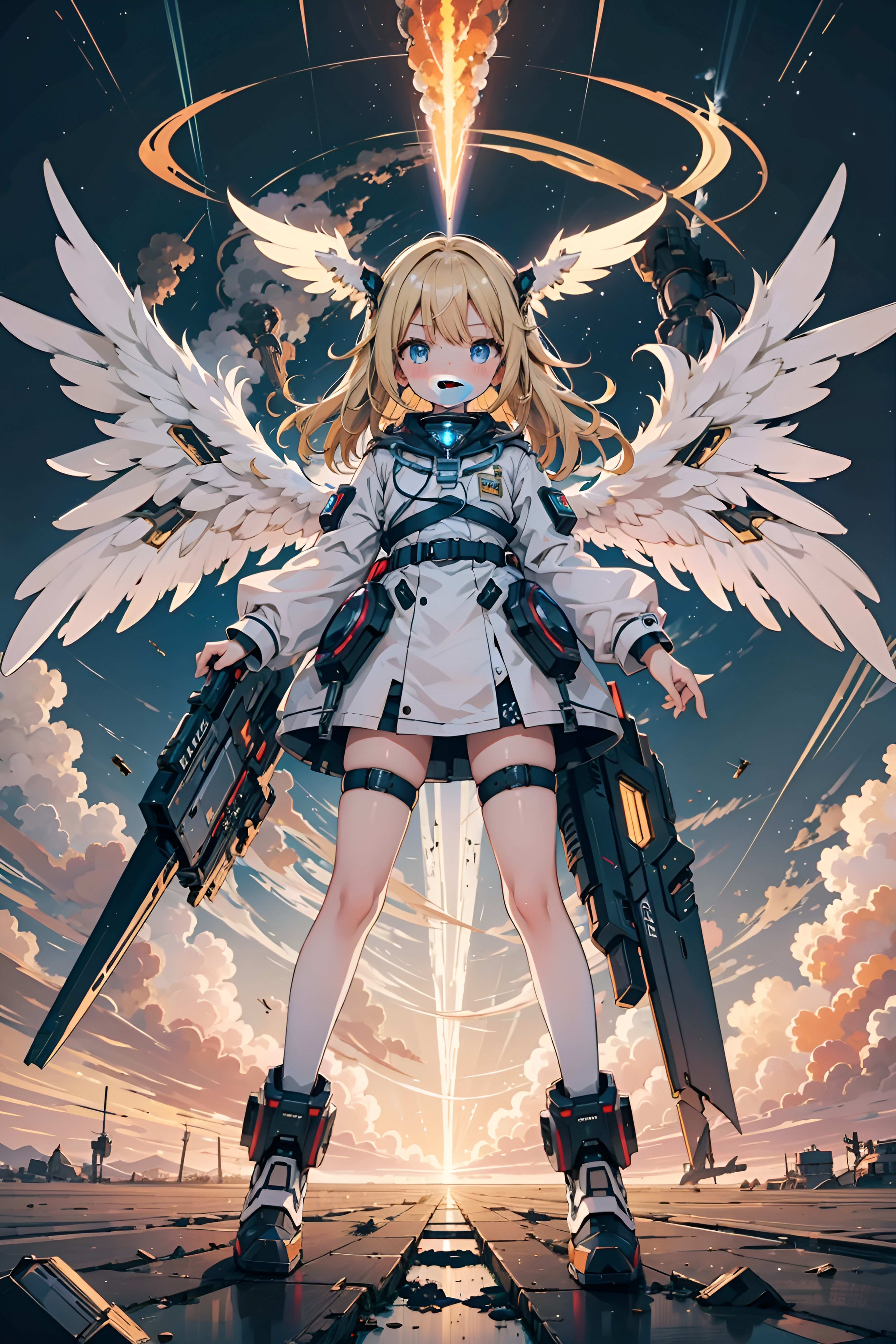 AI generated: Winged Anime Girl Mecha (Stable Diffusion - Anime)