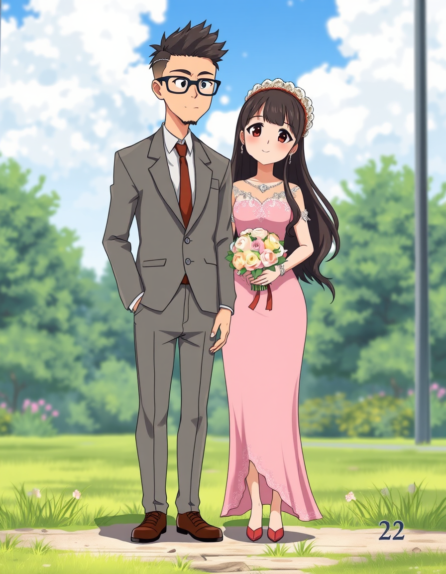 AI generated: FLUX prompt: An anime-style medium shot of a couple standing ou... (FLUX - Anime)