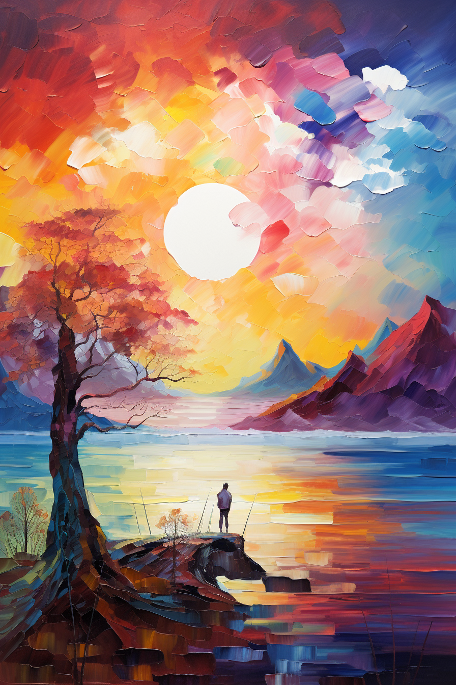 AI generated: Midjourney prompt: Abstract illustration, a person painting landscape... (Midjourney - Portraits)