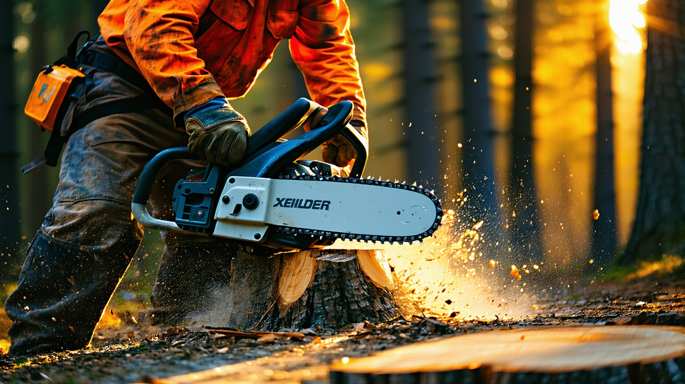Stable Diffusion prompt: Lumberjack cutting wood with cha...