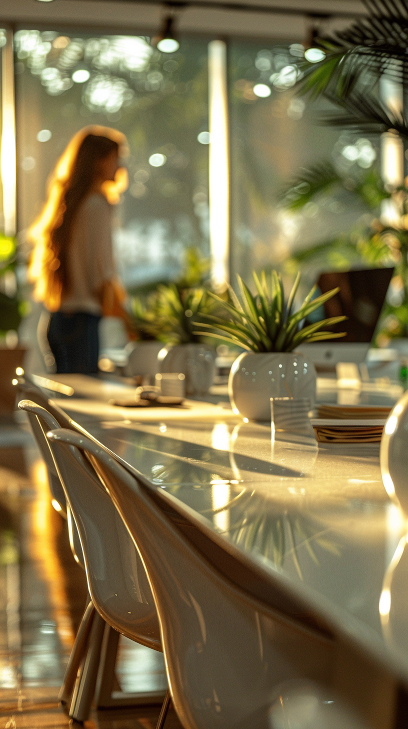 AI generated: Midjourney prompt: photography, candid shot, office meeting room, mod... (Midjourney - Photography)