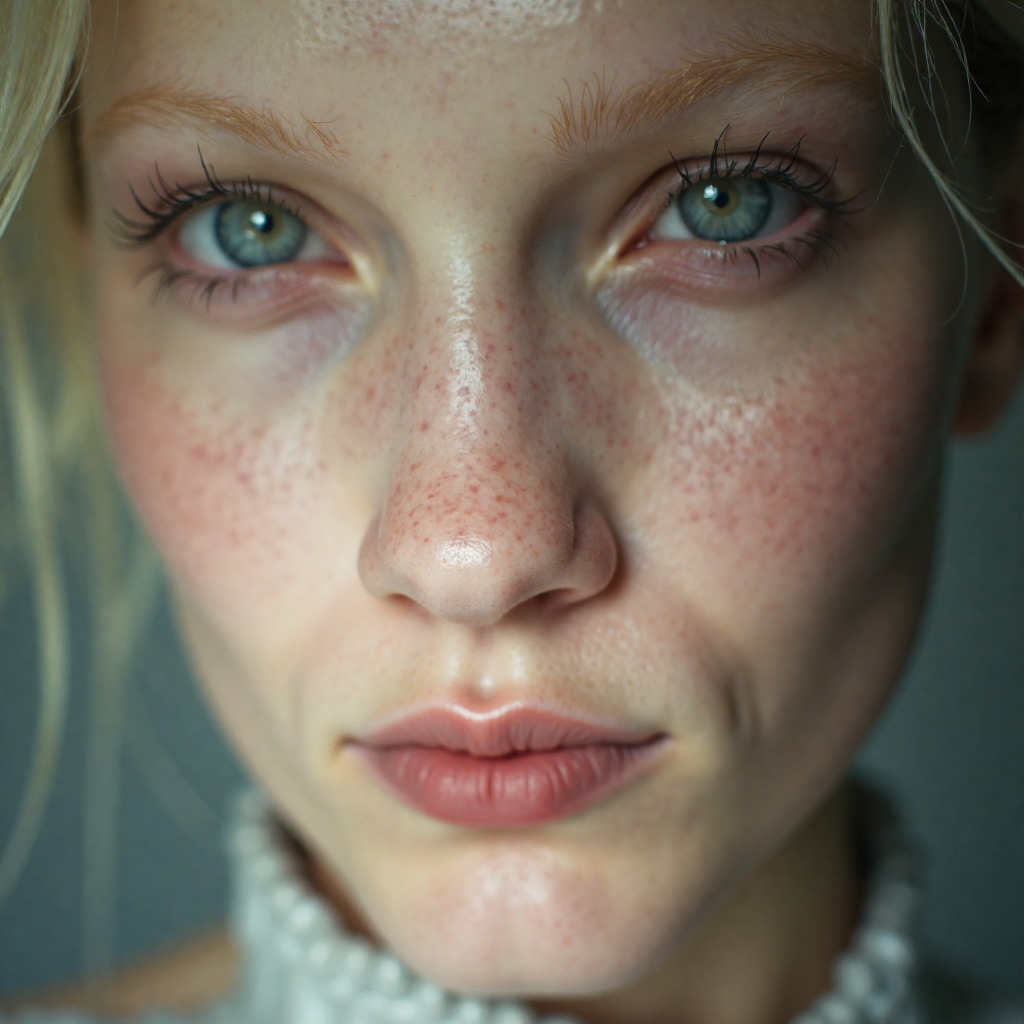 AI generated: FLUX prompt: very close-up realistic portrait of an androgynous... (FLUX - Portraits)