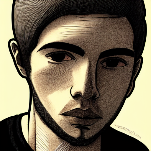 Stable Diffusion prompt: young man with long face, with c...