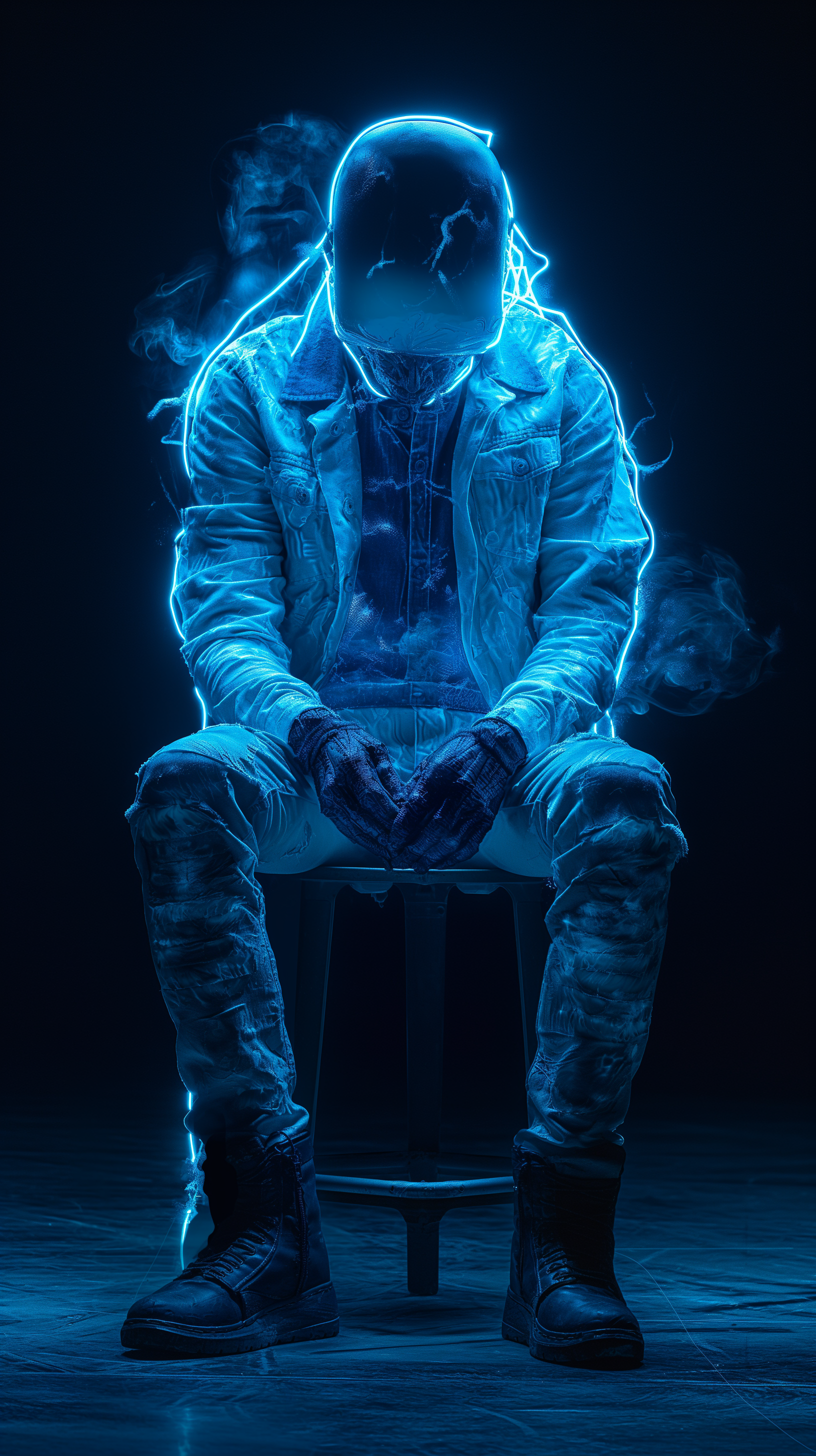 AI generated: Midjourney prompt: black background, blue neon lighting, mechanical m... (Midjourney - Photography)