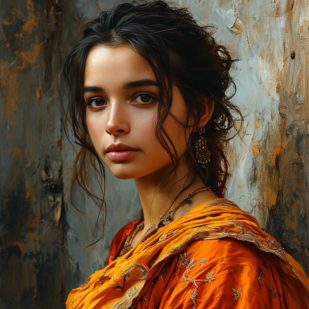 AI generated: Midjourney prompt: portrait of a beautiful woman from Mumbai wearing ... (Midjourney - Portraits)