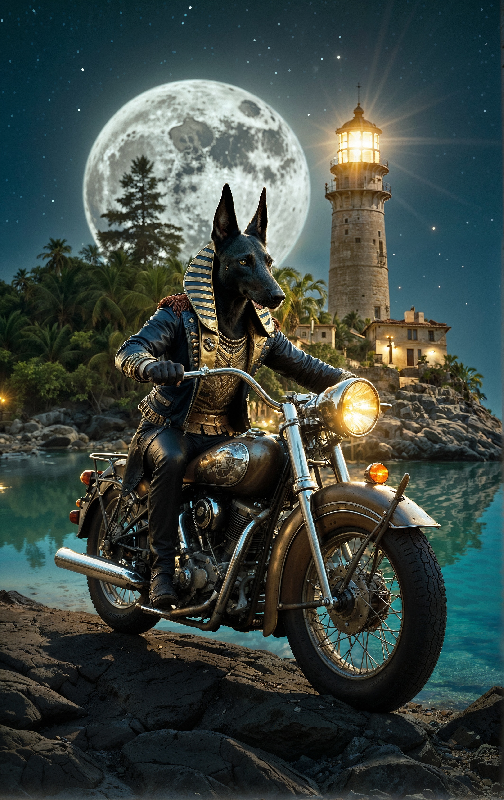 AI generated: Anubis out for a cruise (SD XL - Photography)