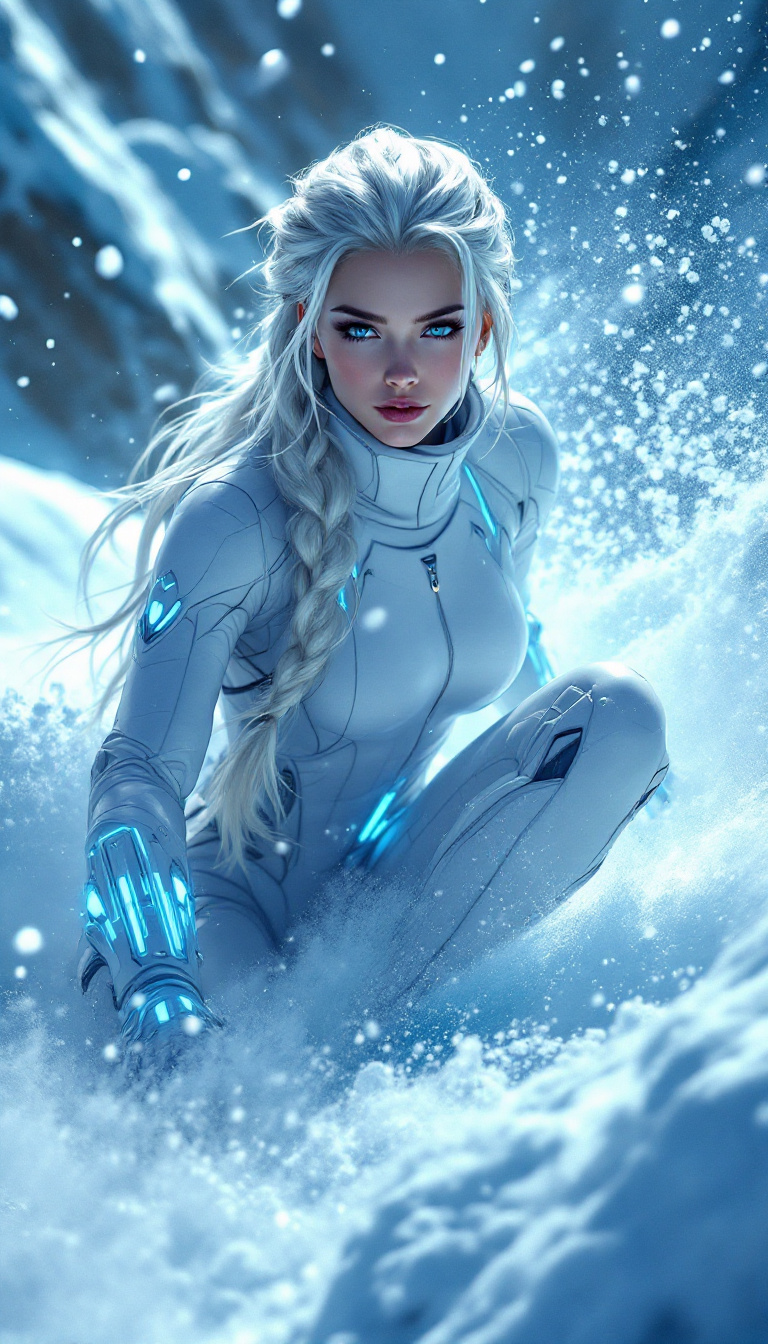 FLUX prompt: Eira "Frost" Valen from the Glacial Guard, exudes ... - FLUX