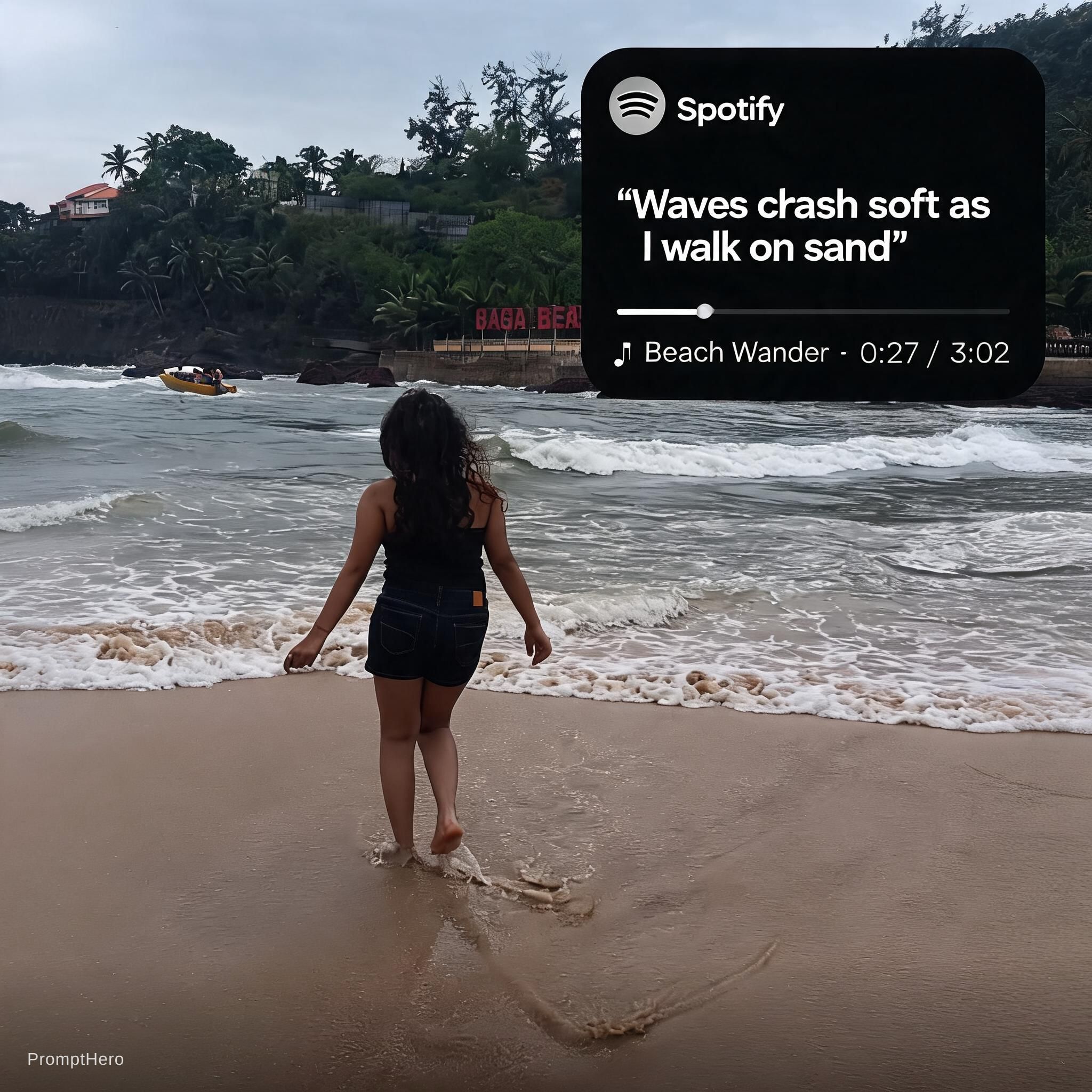 صورة مولدة بالذكاء الاصطناعي: أمر Seedream 5: اقتباس قصير مع واجهة مستخدم Spotify (نموذج Seedream 5 - فن مفاهيمي)