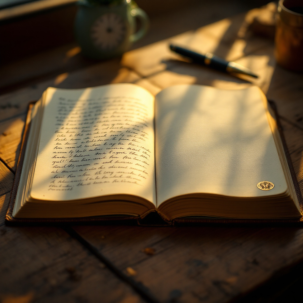 book magazine still life warm wood natural light