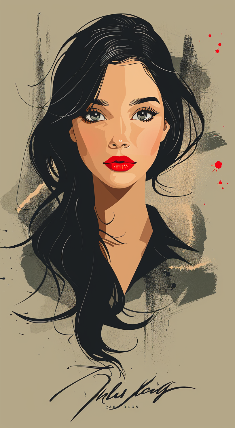 Midjourney prompt: Vintage fashion poster of an elegant woman with bl... - Midjourney