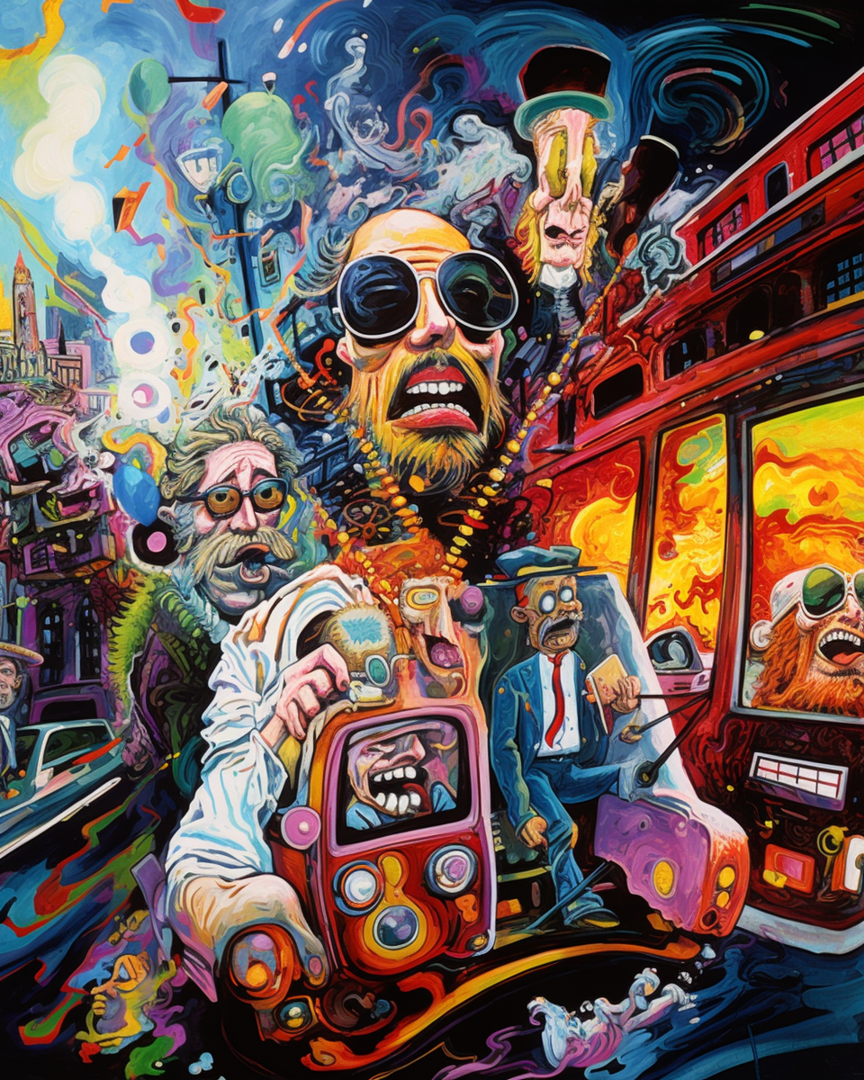 AI generated: Midjourney prompt: painting of a psychedelic trip in 1960s San Franci... (Midjourney - Character Design)