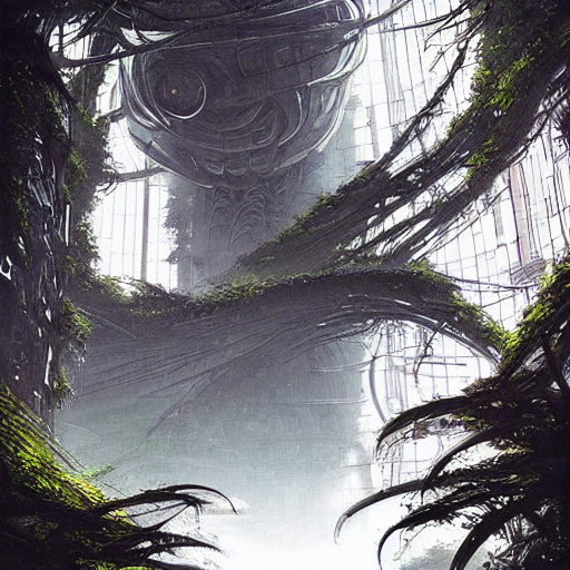 Stable Diffusion prompt: lush vegetation inside a huge sc...
