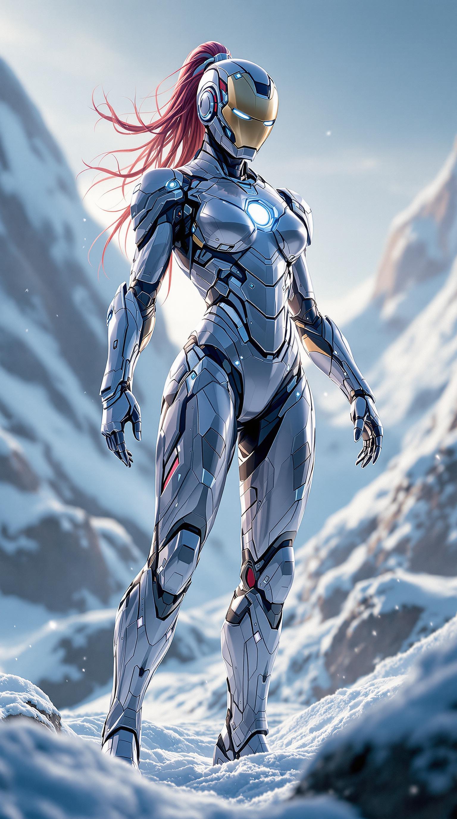 AI generated: FLUX prompt: Female M Iron Man's suit, curvaceous figure, full-... (FLUX - Anime)