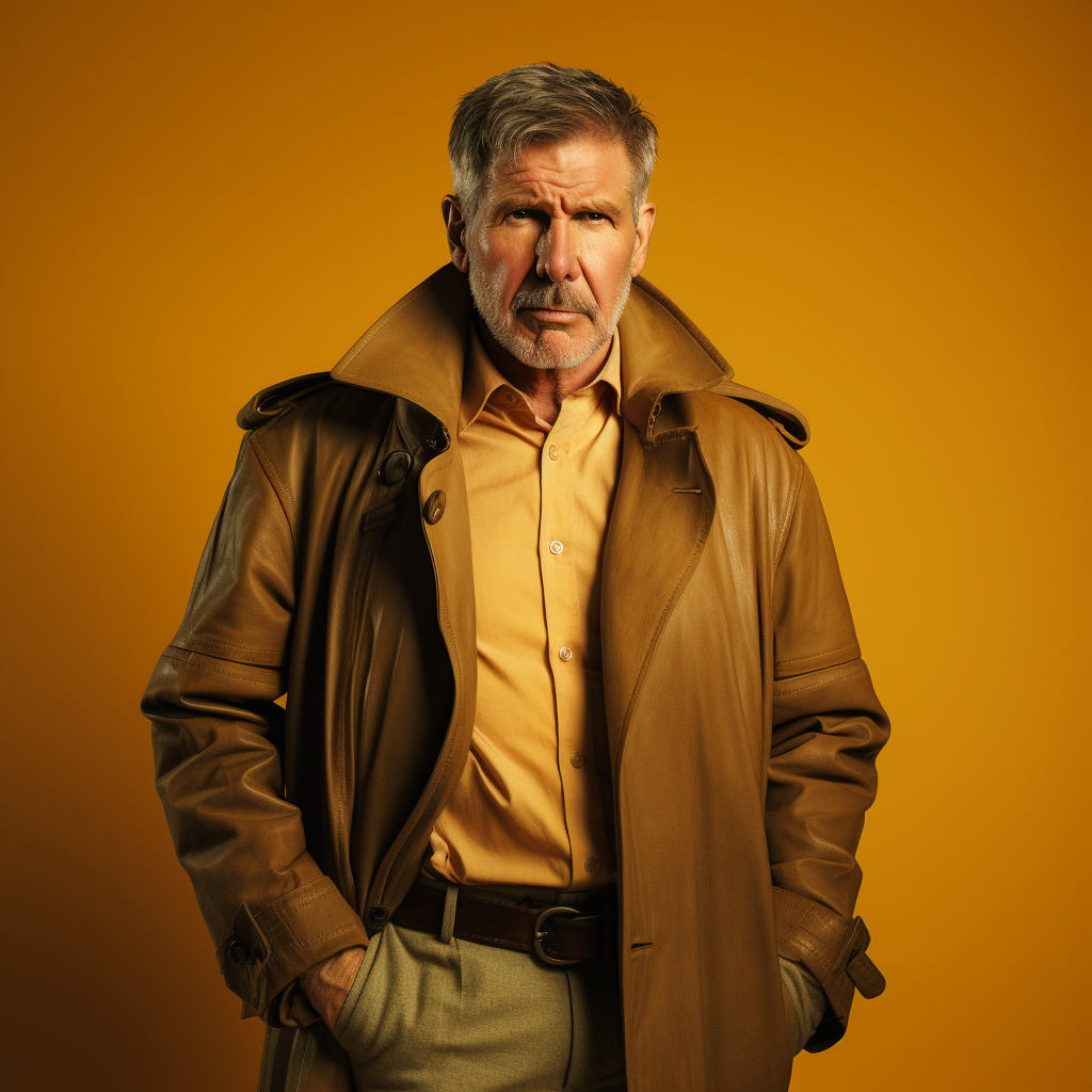 صورة مولدة بالذكاء الاصطناعي: Midjourney prompt: Vogue style photo shoot of Harrison Ford] as chara... (نموذج Midjourney - صور شخصية)