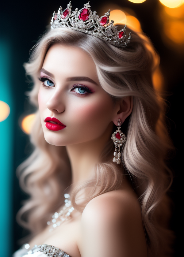 Deliberate prompt: mj, a surreal art of a beautiful lady, long curly ... - Deliberate