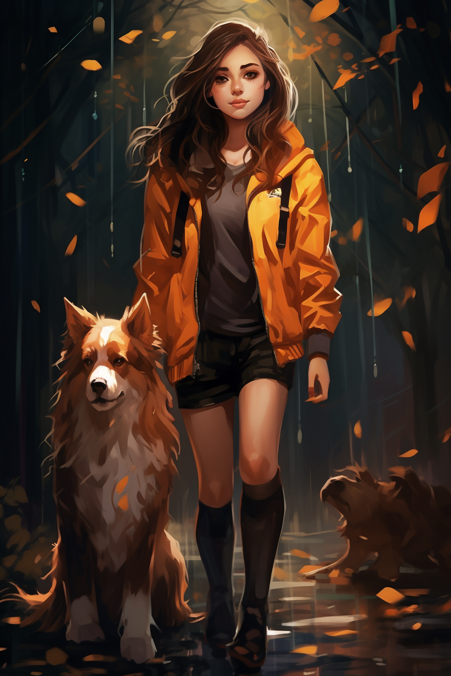 AI generated: Autumn Dog Walk (Midjourney - Portraits)